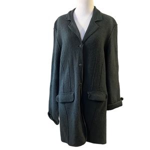 STUDIO WORKS LONG WOOL CARDIGAN SWEATER GREEN SIZE MEDIUM
